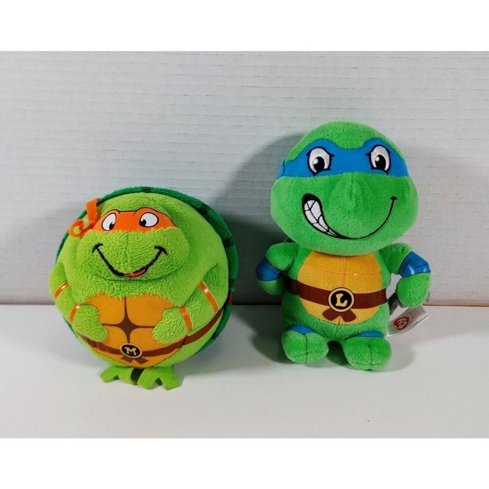 TY Beanie Baby Leonardo & Michelangelo TMNT Teenage Mutant Ninja Turtles Plush